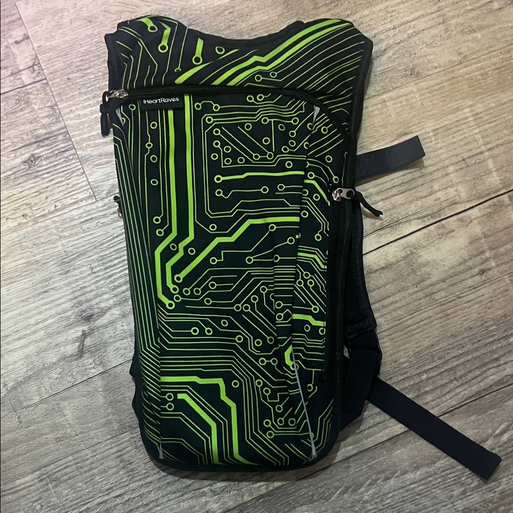 iHeart Raves Green Circuit Board Hydration Backpack